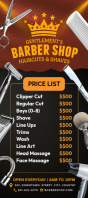 Black Barbershop Price List Stativkort Template