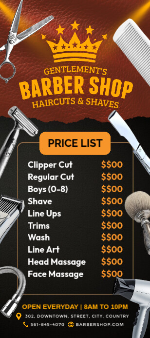 Copy of Barber Shop Rack Card Menu Template | PosterMyWall