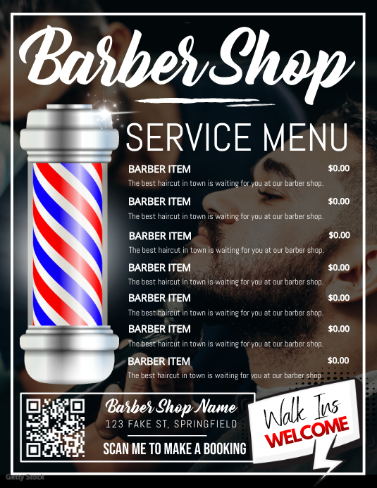 Barber Shop Service Menu Poster Template | PosterMyWall