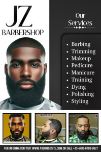 สีดำ Barbershop Services Poster Template