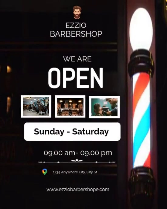 Copy of Barbershop Open Sign | PosterMyWall