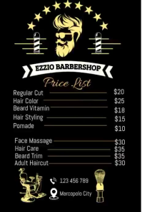 Barbershop Price List Poster template