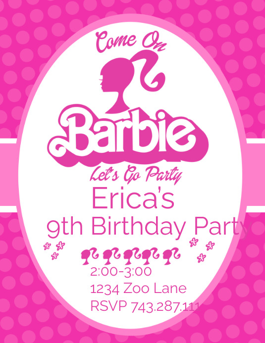 Barbie | Birthday | Invitation Volantino (US Letter) template