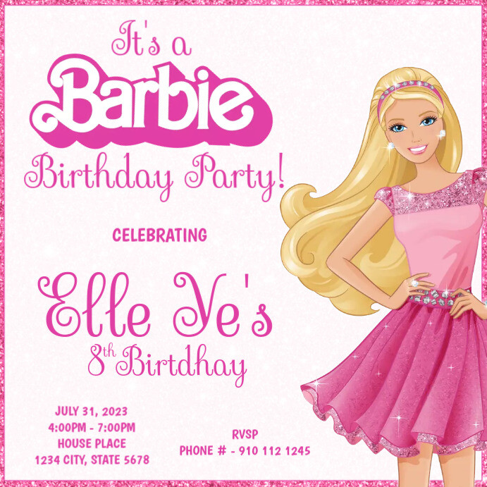 Barbie Birthday Invitation Template PosterMyWall