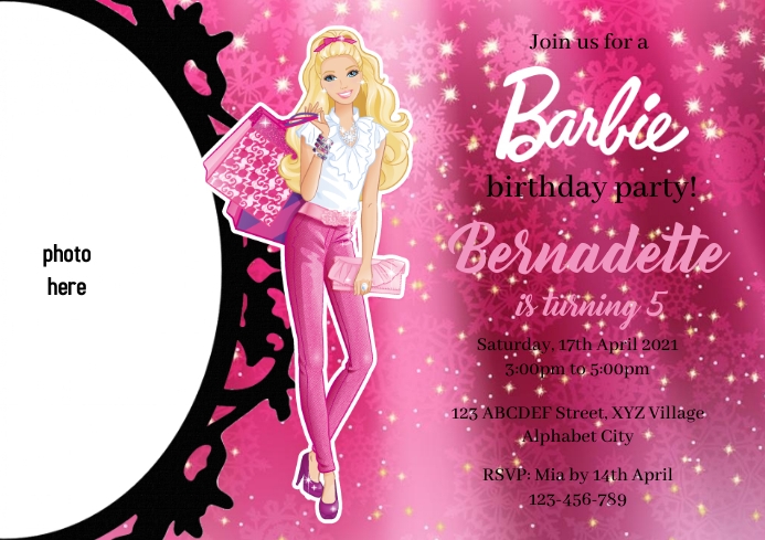 Modele Invitation D Anniversaire De Barbie Postermywall