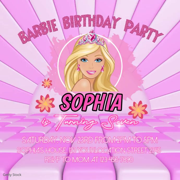 Barbie Birthday Invitation Template Design PosterMyWall