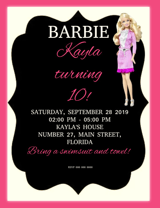 BARBIE Birthday Party Invitation Template PosterMyWall