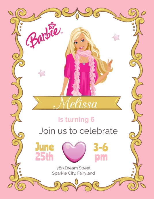 BARBIE INVITATION Template PosterMyWall barbie-invitation-template-postermywall
