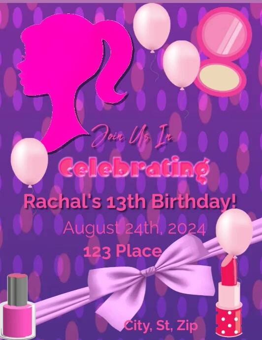 Barbie Invitation Flyer (us Letter) template