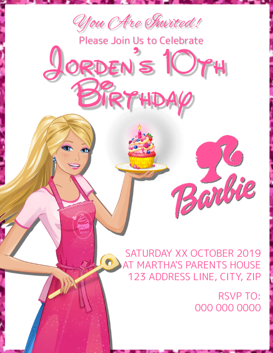 Barbie Kids Birthday Invitation Template PosterMyWall