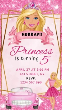 Barbie kids birthday template Digital Display (9:16)