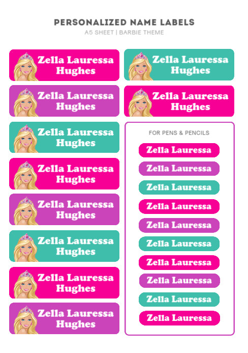 Barbie Label Printable