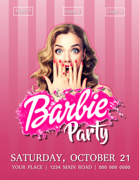 Barbie Party Flyer Рекламная листовка (US Letter) template