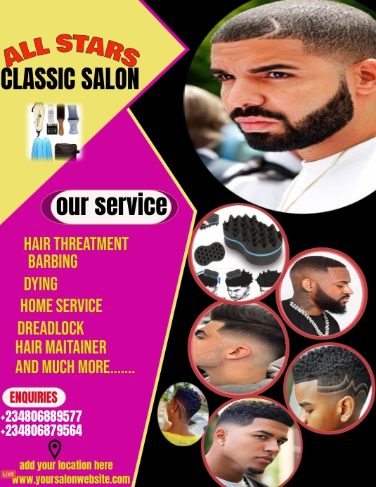 barbing salon Volantino (US Letter) template