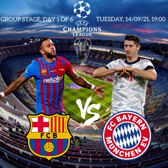 Barcelona vs Bayern Munich Flyer Instagram Plasing template