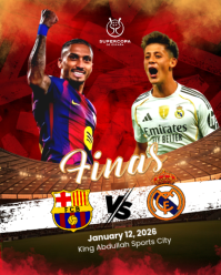 Barcelona vs Real Madrid Super Cup Final 2026 Instagram Portrait template