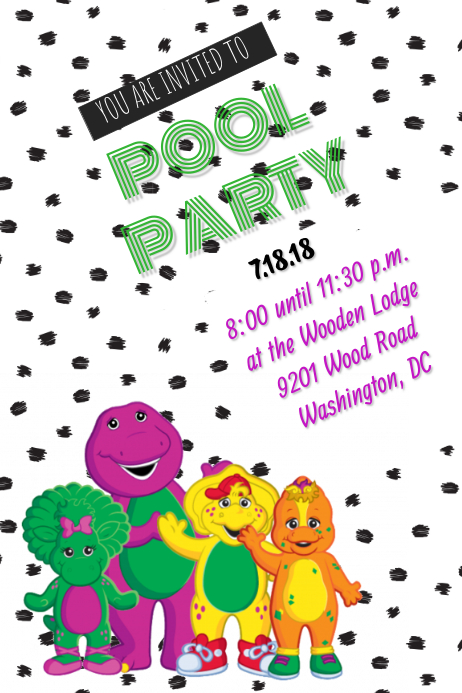 Barney Invitation Template Postermywall