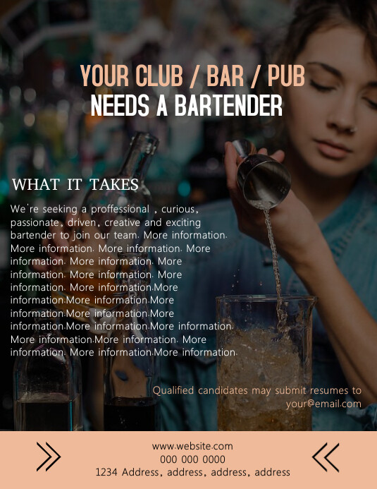 Bartender Wanted Flyer Template PosterMyWall Bartender Wanted Flyer Template PosterMyWall