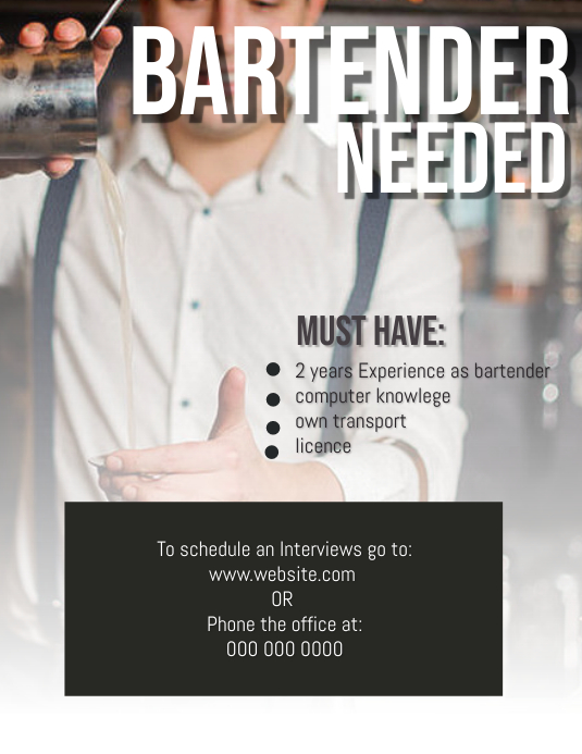 Bartender Wanted Flyer Template PosterMyWall Bartender Wanted Flyer Template PosterMyWall