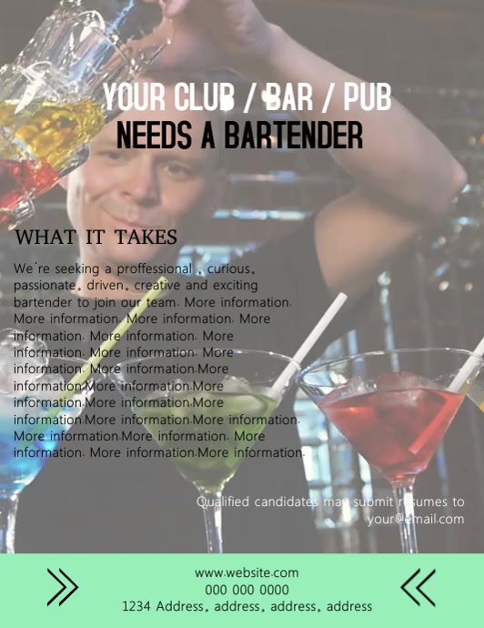Bartender Wanted Video Flyer Template PosterMyWall Bartender Wanted Video Flyer Template PosterMyWall