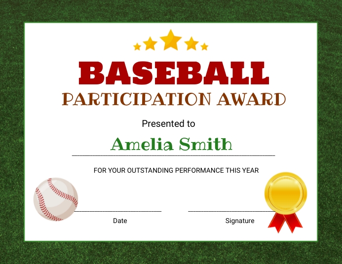 Baseball Award Certificates Folder (US Letter) template