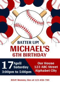 Baseball Birthday Invitation A4 template