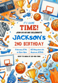 Basketball Birthday Invitation A4 template