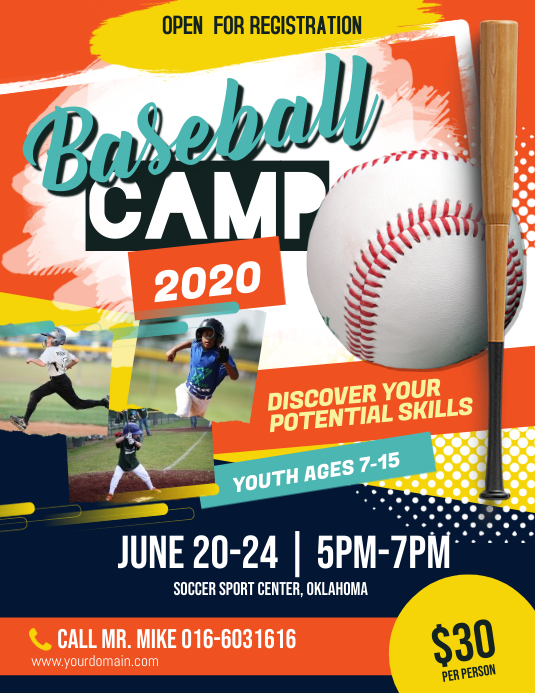 Baseball Camp Flyer Poster Template PosterMyWall