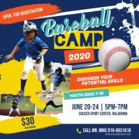 Blue and Yellow Baseball Camp Instagram Post template