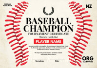 Baseball Certificate 2025 Template A4