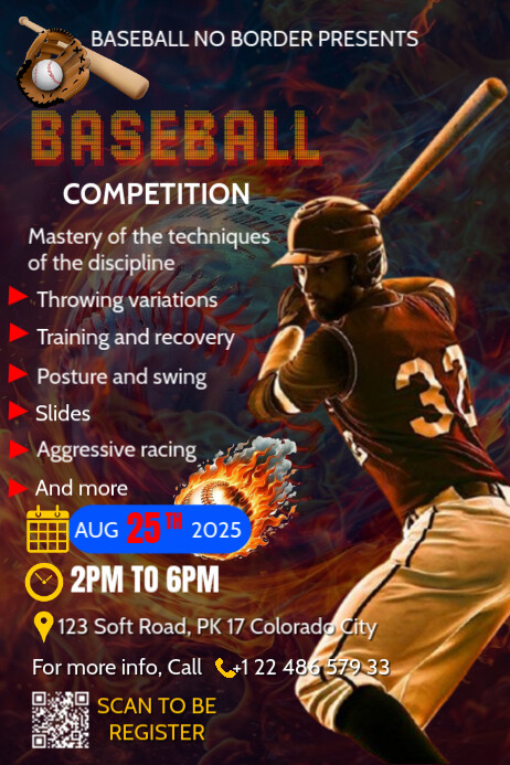 Baseball competition announcement flyer Plakkaat template