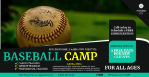 Black Baseball Camp Facebook Shared Image template
