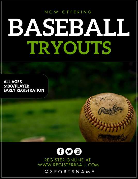 Baseball Folheto (US Letter) template
