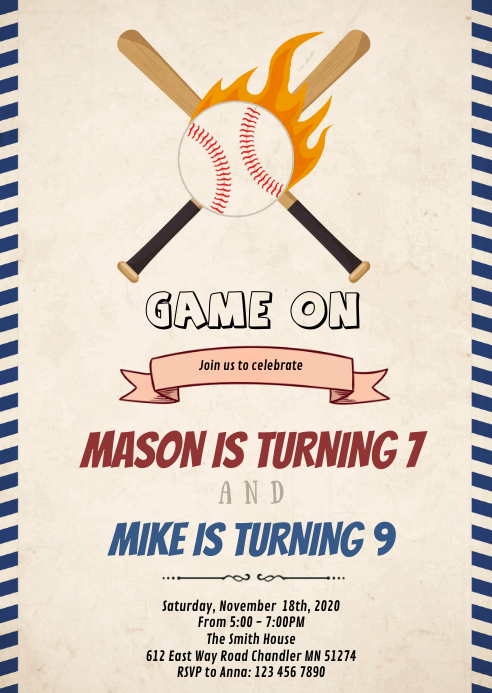 Modele Invitation Anniversaire Double Baseball Postermywall Modele Invitation Anniversaire Double Baseball Postermywall