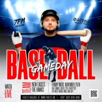 Baseball game day watch party livestream invitation flyer template Instagram-Beitrag