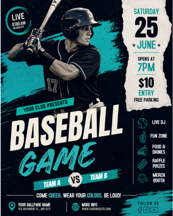 Baseball Game Event Template | PosterMyWall