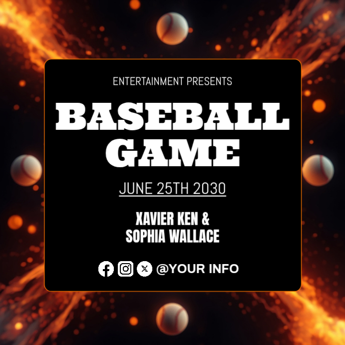 Baseball Game Event Square Template | PosterMyWall