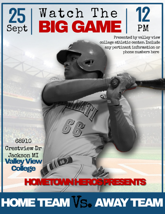 Baseball Game Flyer Рекламная листовка (US Letter) template