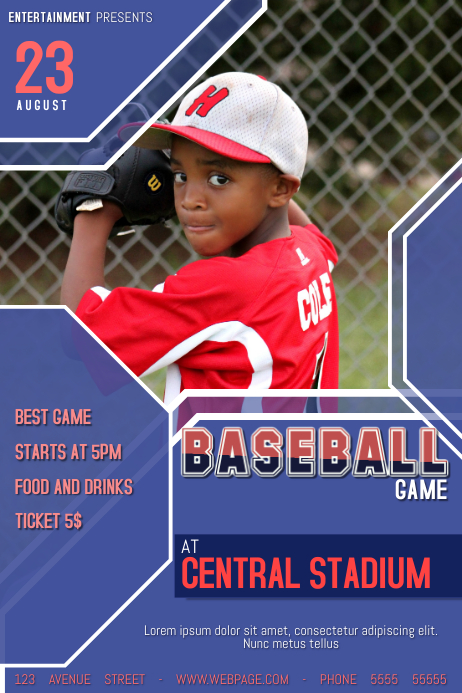 baseball game league flyer poster template red | PosterMyWall