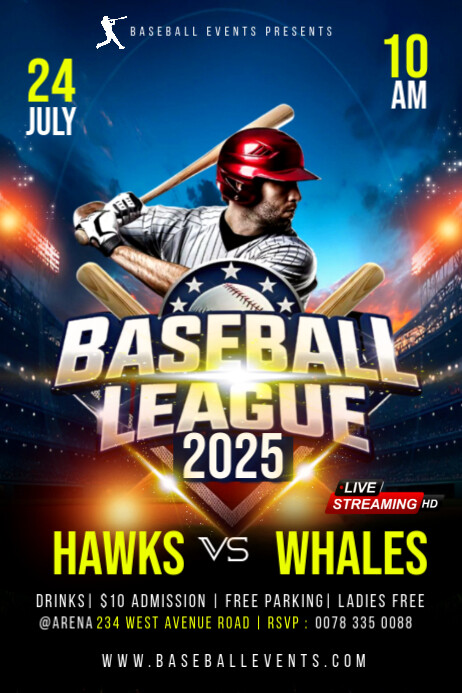 Baseball league match day Poster template