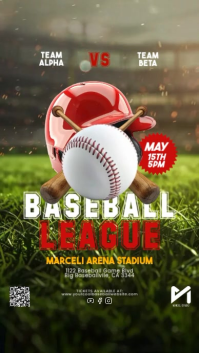 Modern Baseball League Promo Digital Display (9:16) template
