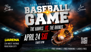 Baseball major league match day teams schedule Livestream bar flyer template design Facebook event