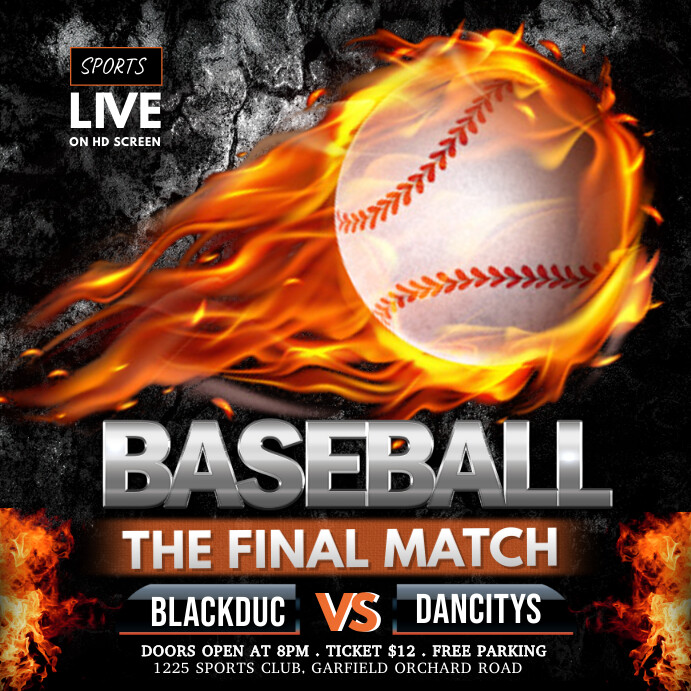 baseball match Template | PosterMyWall