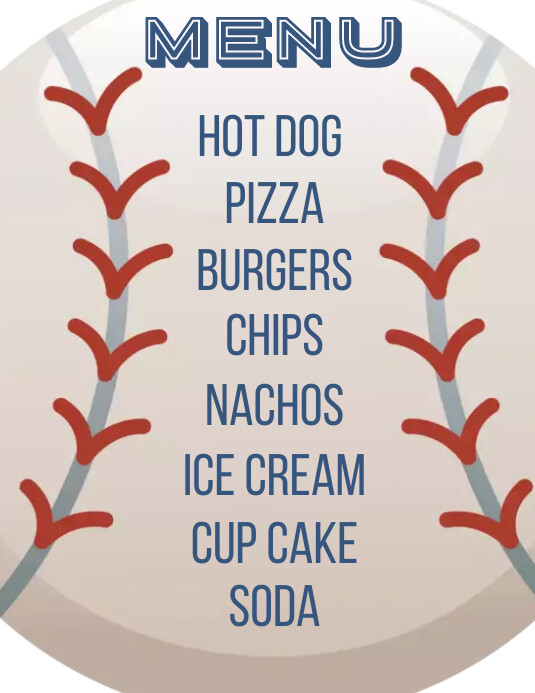 Normal Baseball Menu Plantilla de Baseball Menu Concession Sign | PosterMyWall