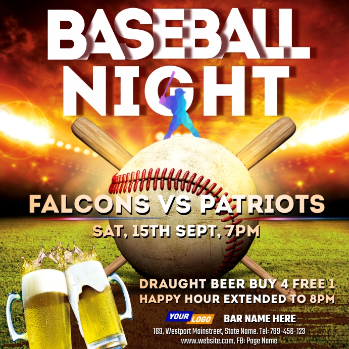 Baseball night bar pub promotion flyer Template | PosterMyWall