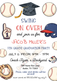 Baseball Party Invitation A6 template