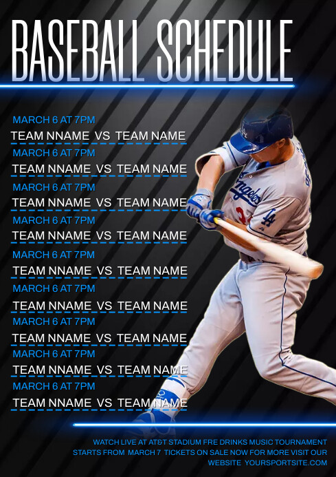 Baseball schedule A4 template