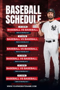 Black Baseball Schedule 海报 Template