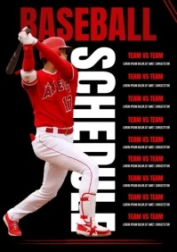 Baseball schedule poster A4 template