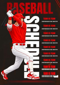 Baseball schedule poster A4 template
